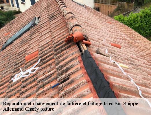 Réparation et changement de faitière et faitage  isles-sur-suippe-51110 Allemand Charly toiture
